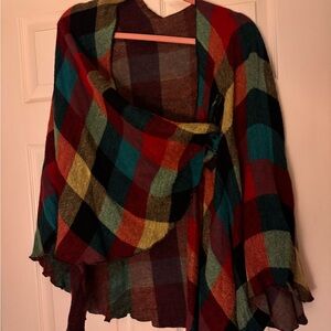 Multicolor Plaid Shawl Wrap